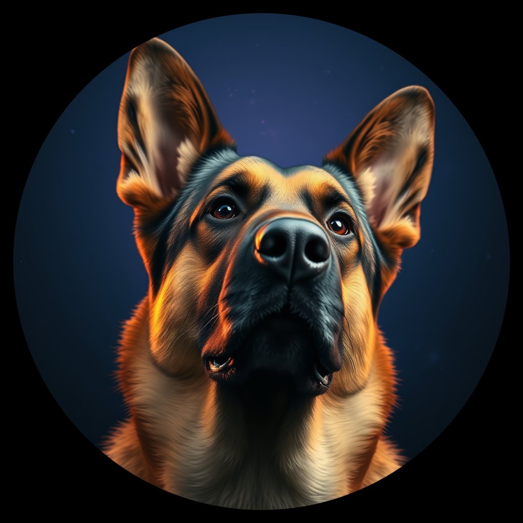 Cosmic medallion portrait of cHD9_414_cHD9_414, a German Shepherd