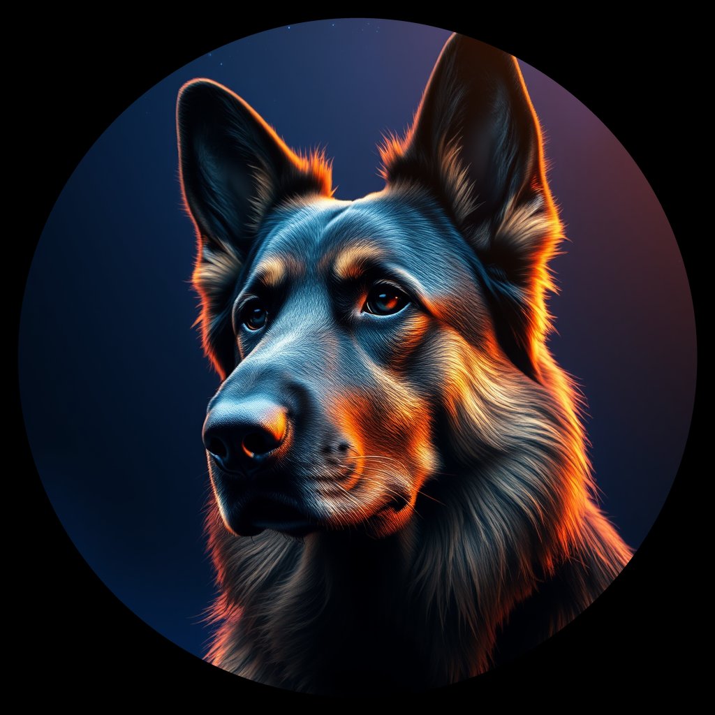 Cosmic medallion portrait of cHD9_415_cHD9_415, a German Shepherd