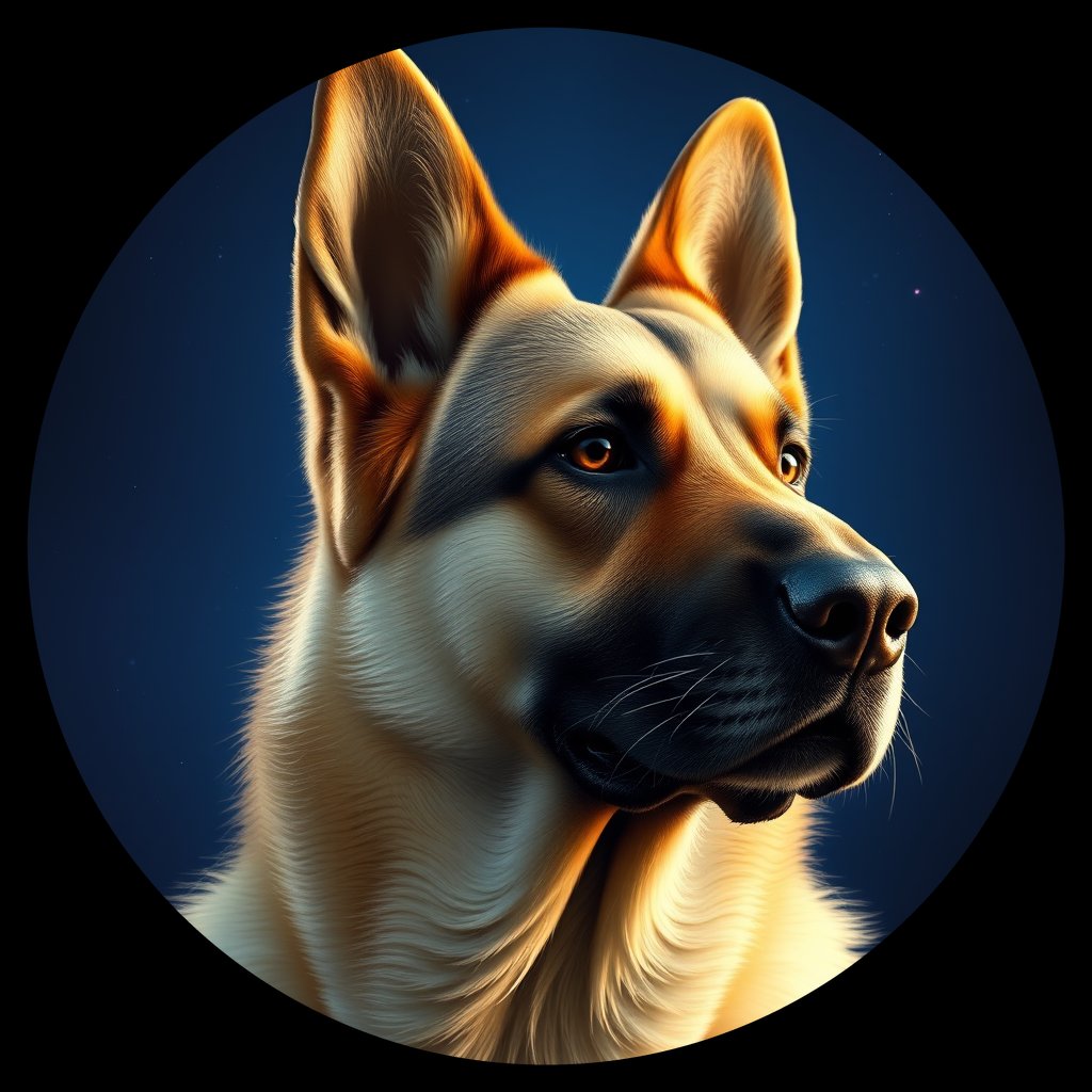 Cosmic medallion portrait of cHD9_416_cHD9_416, a German Shepherd