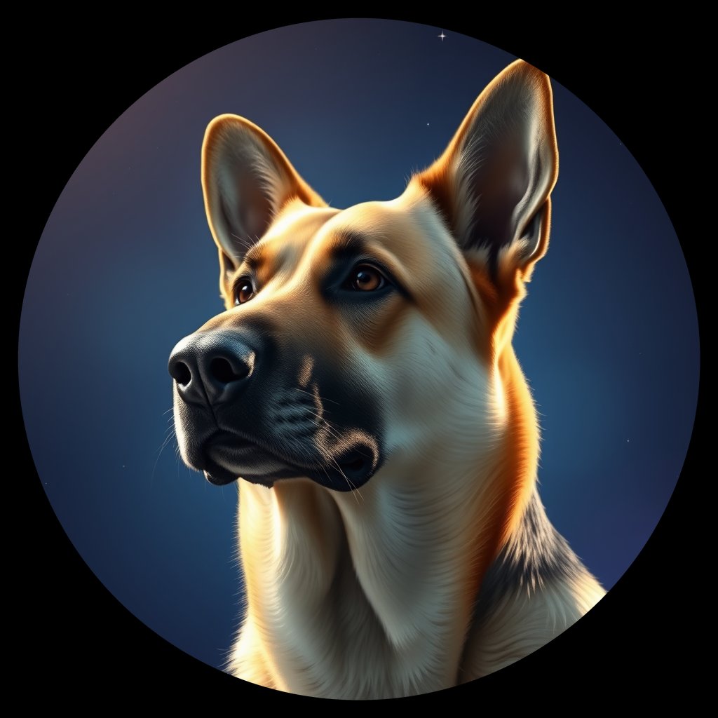 Cosmic medallion portrait of cHD9_418_cHD9_418, a German Shepherd