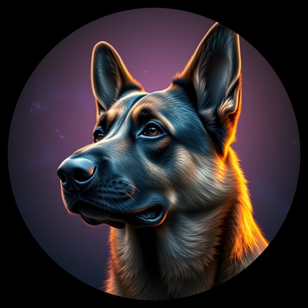 Cosmic medallion portrait of cHD9_419_cHD9_419, a German Shepherd