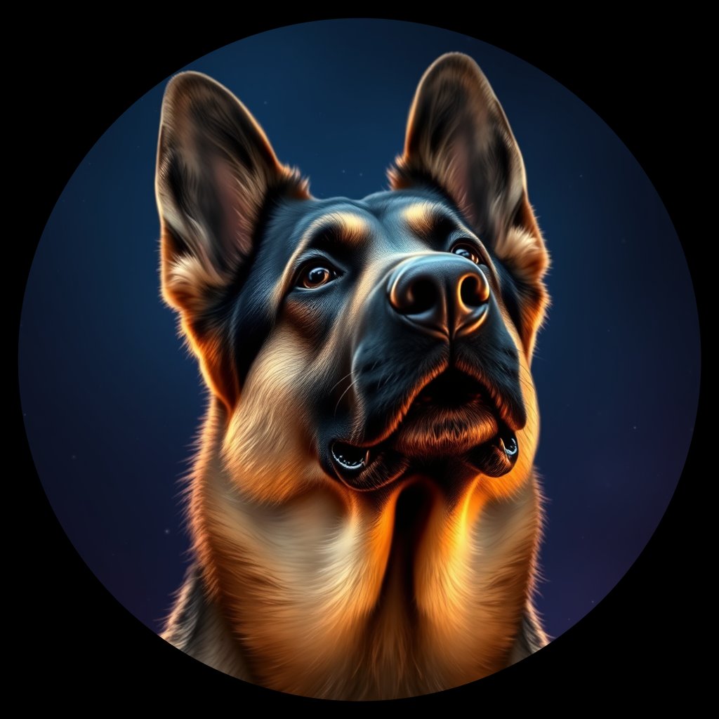 Cosmic medallion portrait of cHD9_420_cHD9_420, a German Shepherd