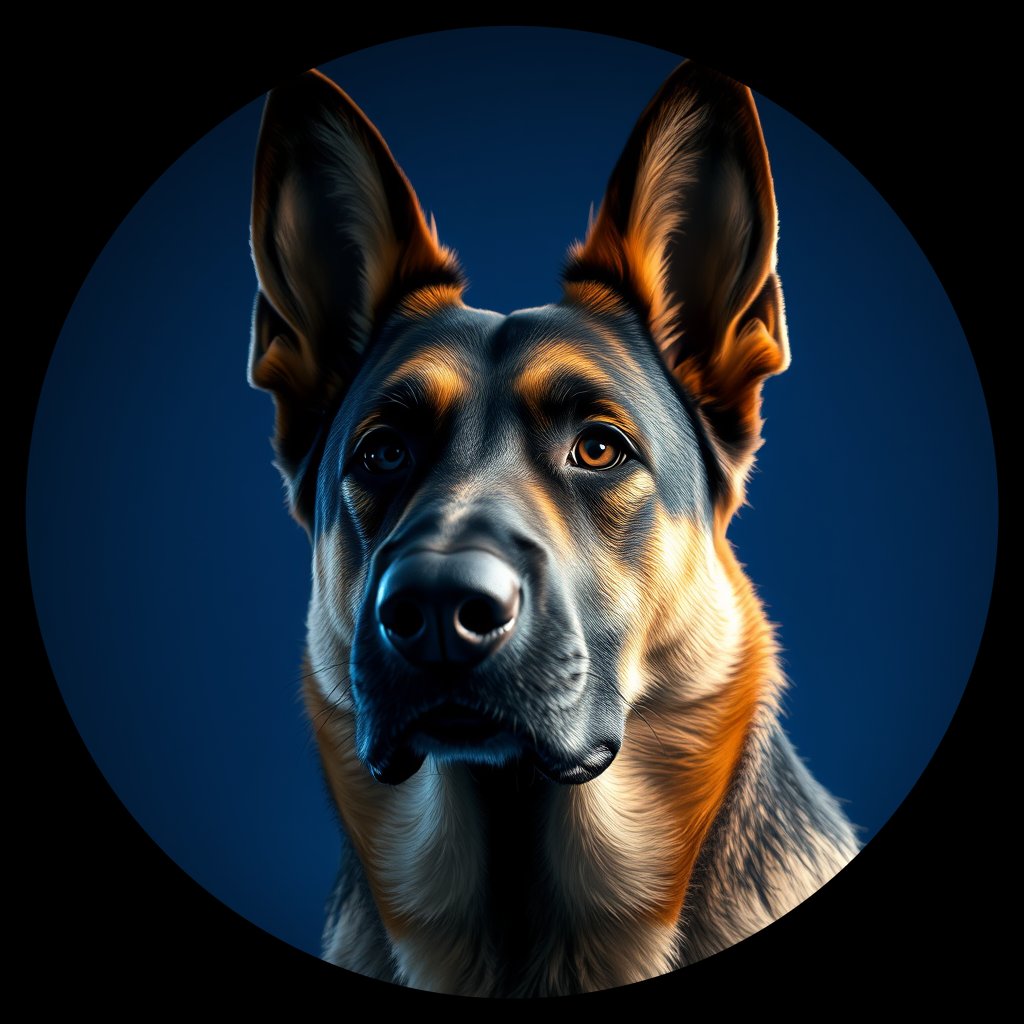 Cosmic medallion portrait of cHD9_421_cHD9_421, a German Shepherd