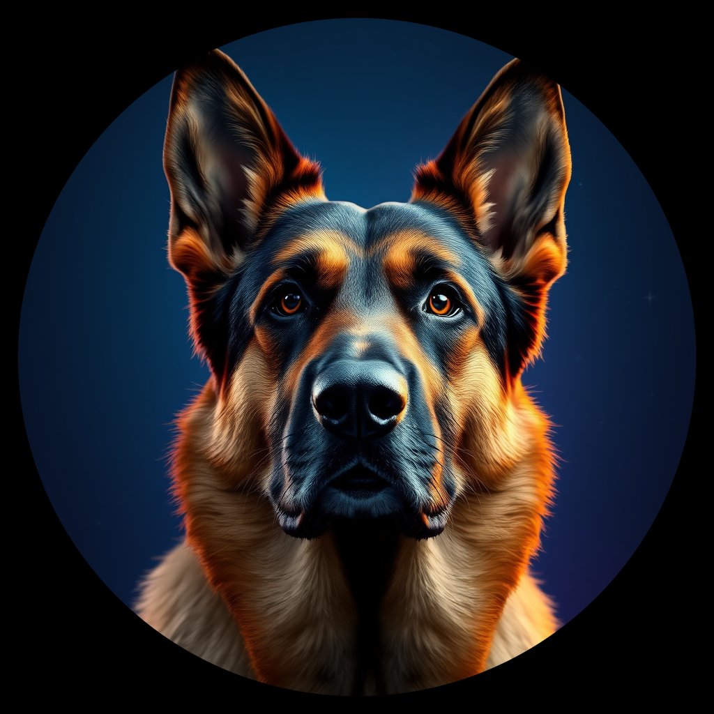 Cosmic medallion portrait of cHD9_422_cHD9_422, a German Shepherd