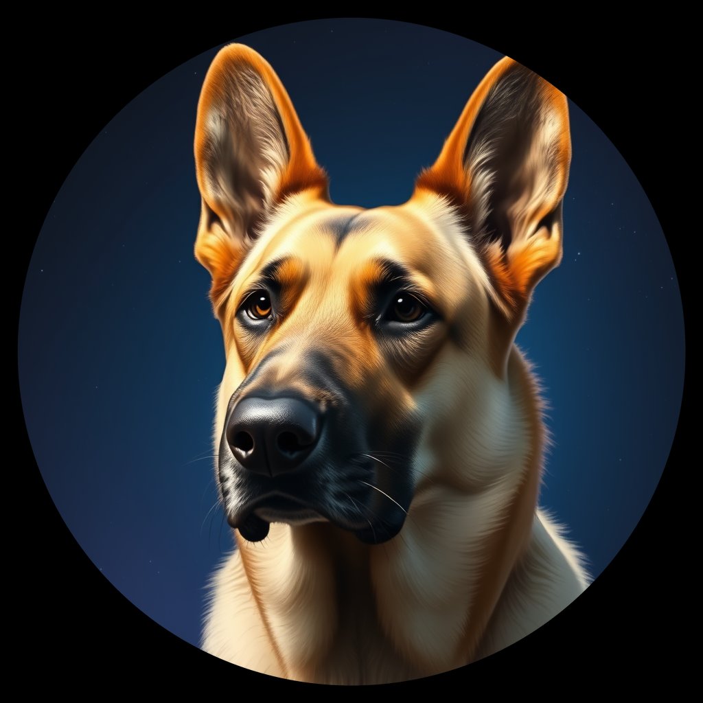 Cosmic medallion portrait of cHD9_423_cHD9_423, a German Shepherd