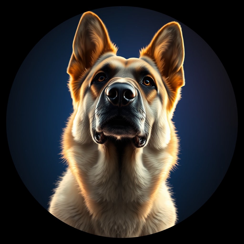 Cosmic medallion portrait of cHD9_424_cHD9_424, a German Shepherd