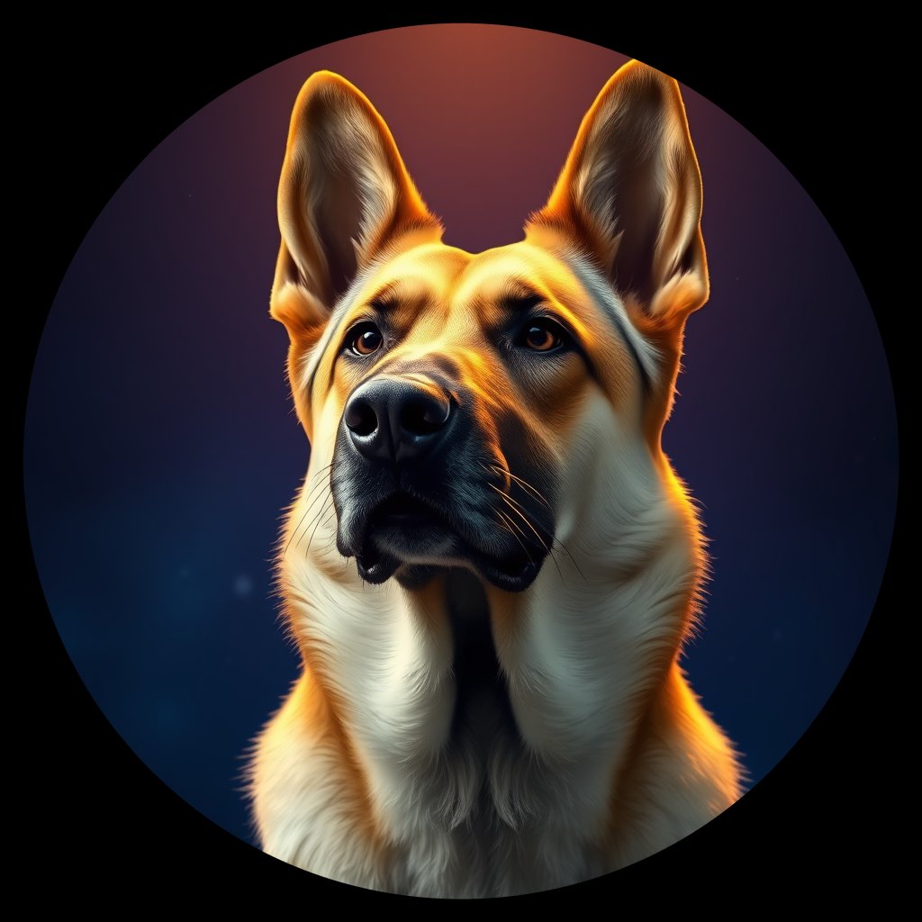 Cosmic medallion portrait of cHD9_425_cHD9_425, a German Shepherd