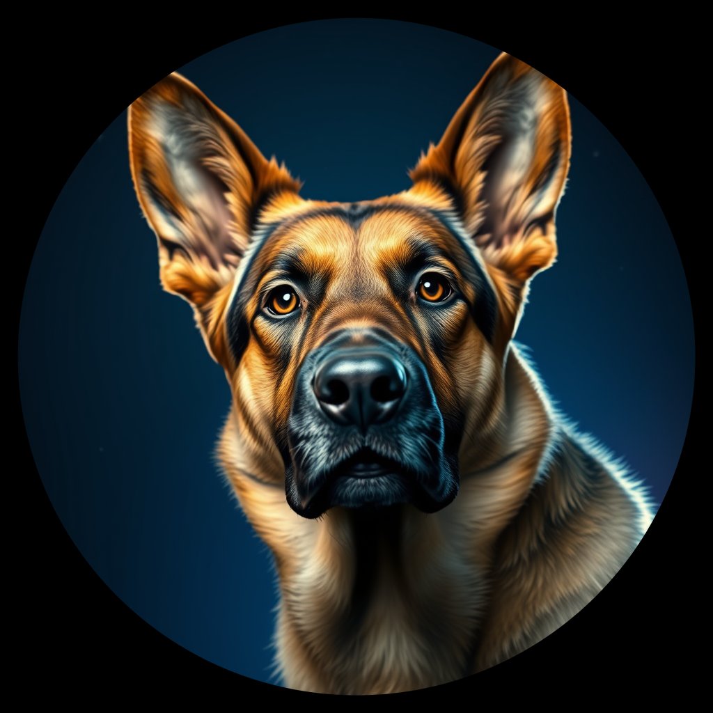 Cosmic medallion portrait of cHD9_426_cHD9_426, a German Shepherd