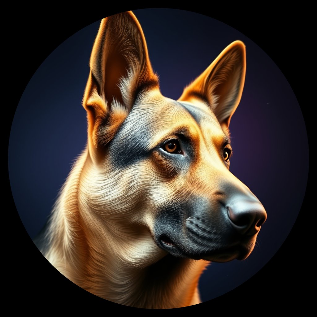 Cosmic medallion portrait of cHD9_427_cHD9_427, a German Shepherd