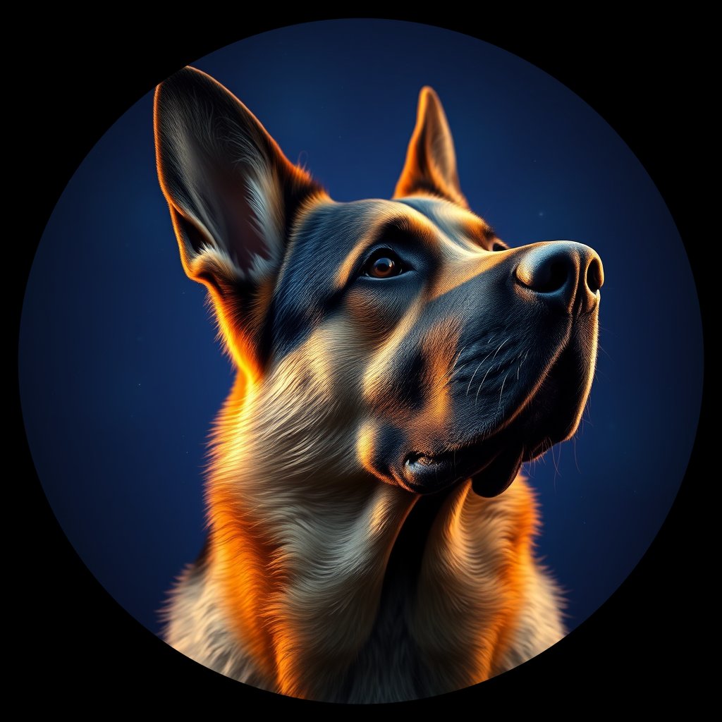 Cosmic medallion portrait of cHD9_428_cHD9_428, a German Shepherd