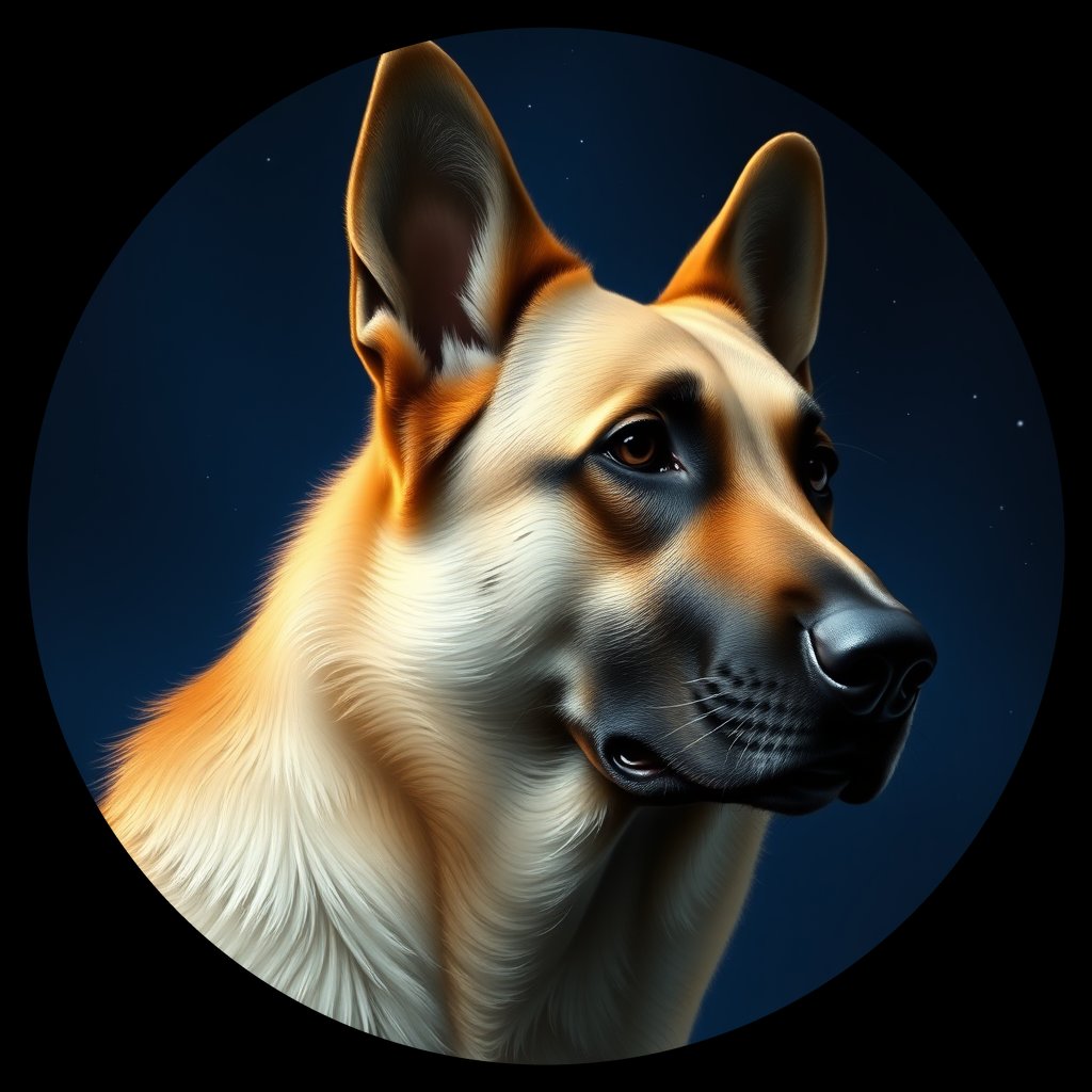 Cosmic medallion portrait of cHD9_430_cHD9_430, a German Shepherd